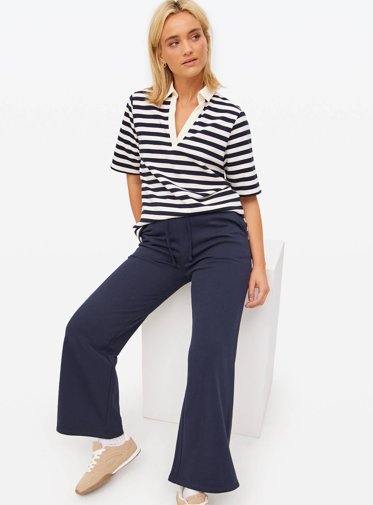 Navy Co-ord Wide Leg Joggers XS - Image 1