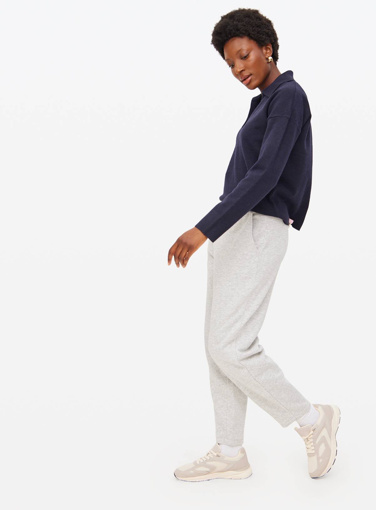 Grey Marl Co-ord Barrel Leg Joggers M - Image 1