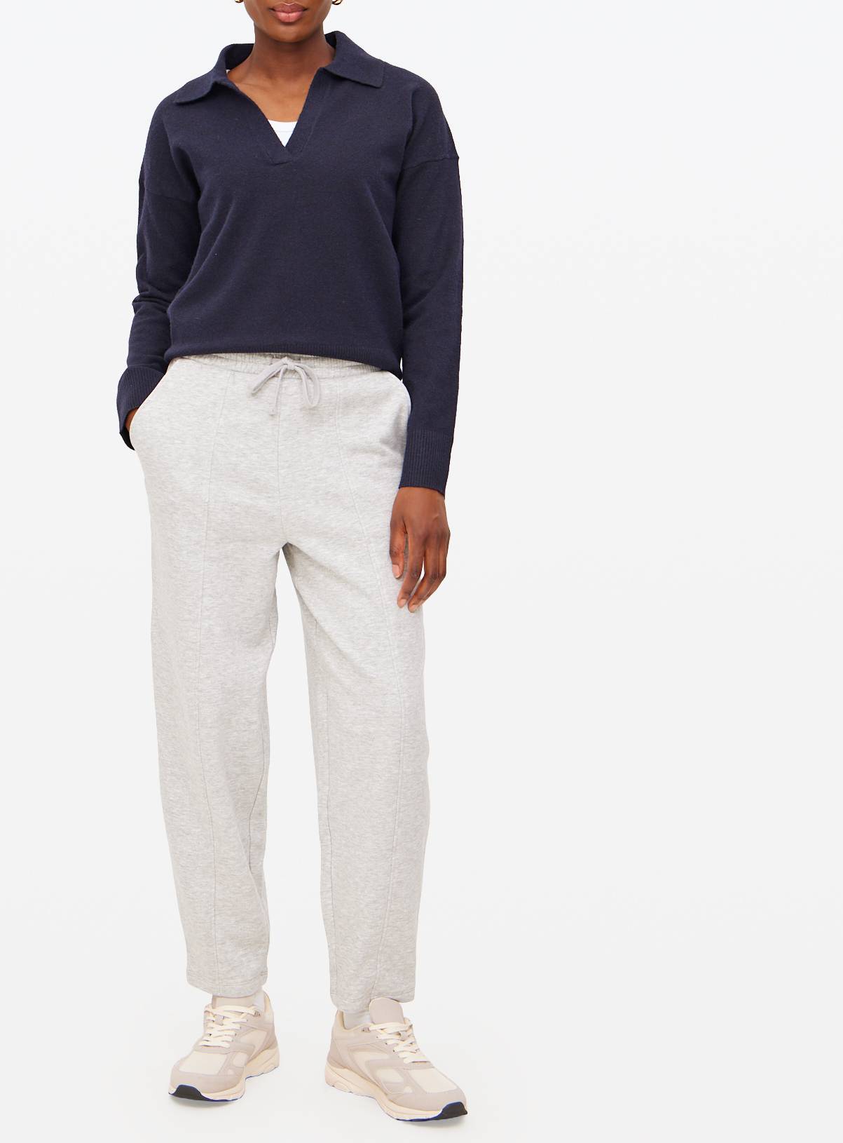 Grey Marl Co-ord Barrel Leg Joggers M - Image 2