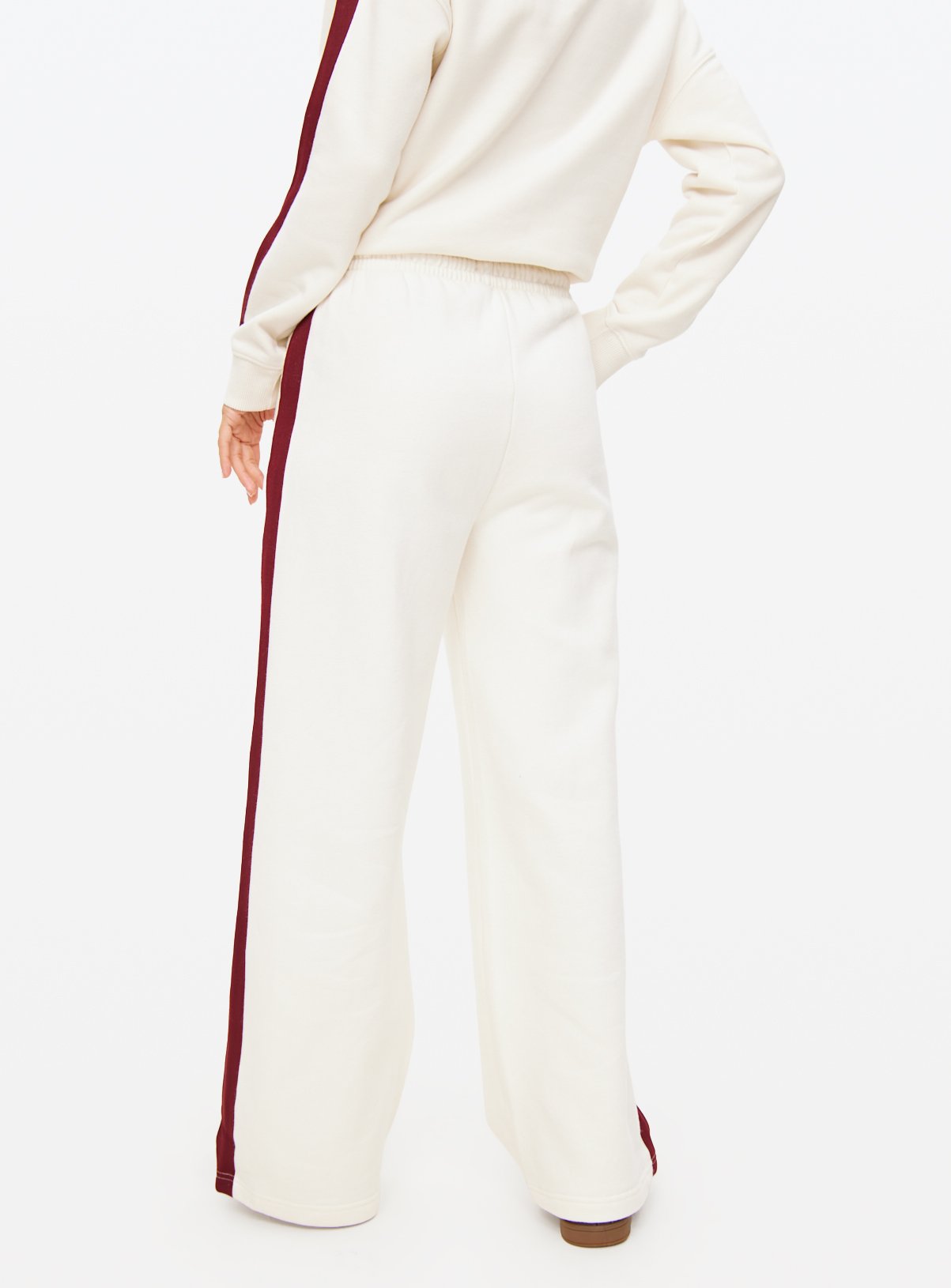 Cream Side Stripe Wide Leg Co-ord Joggers L - Image 4 thumbnail