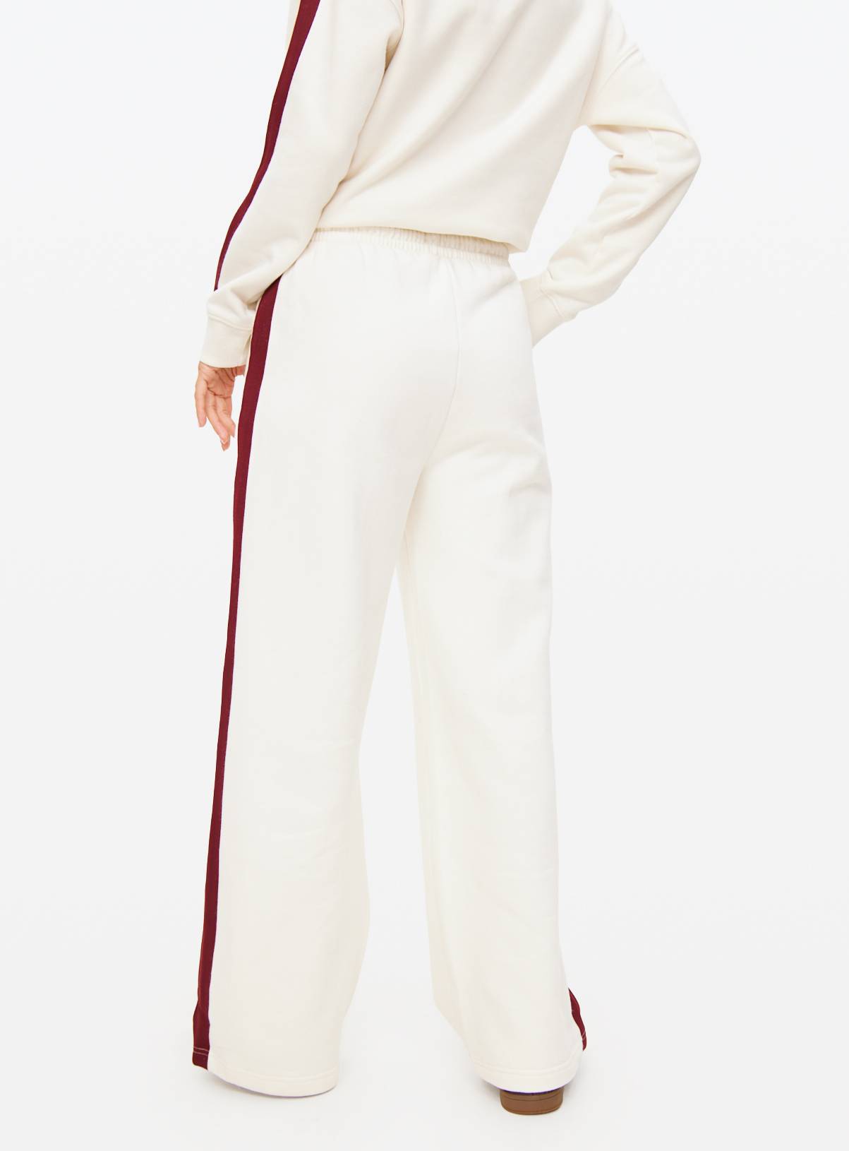 Cream Side Stripe Wide Leg Co-ord Joggers L - Image 4
