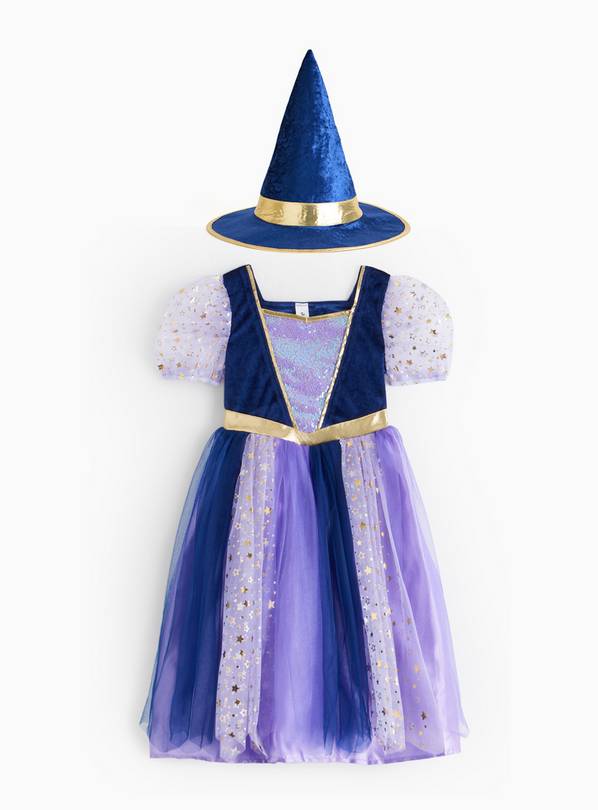 Halloween Purple Witch Sequin Fancy Dress Costume 9-10 years