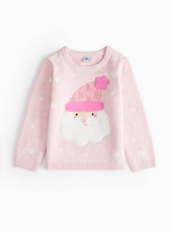 Pink Christmas Santa Knitted Jumper 2-3 years