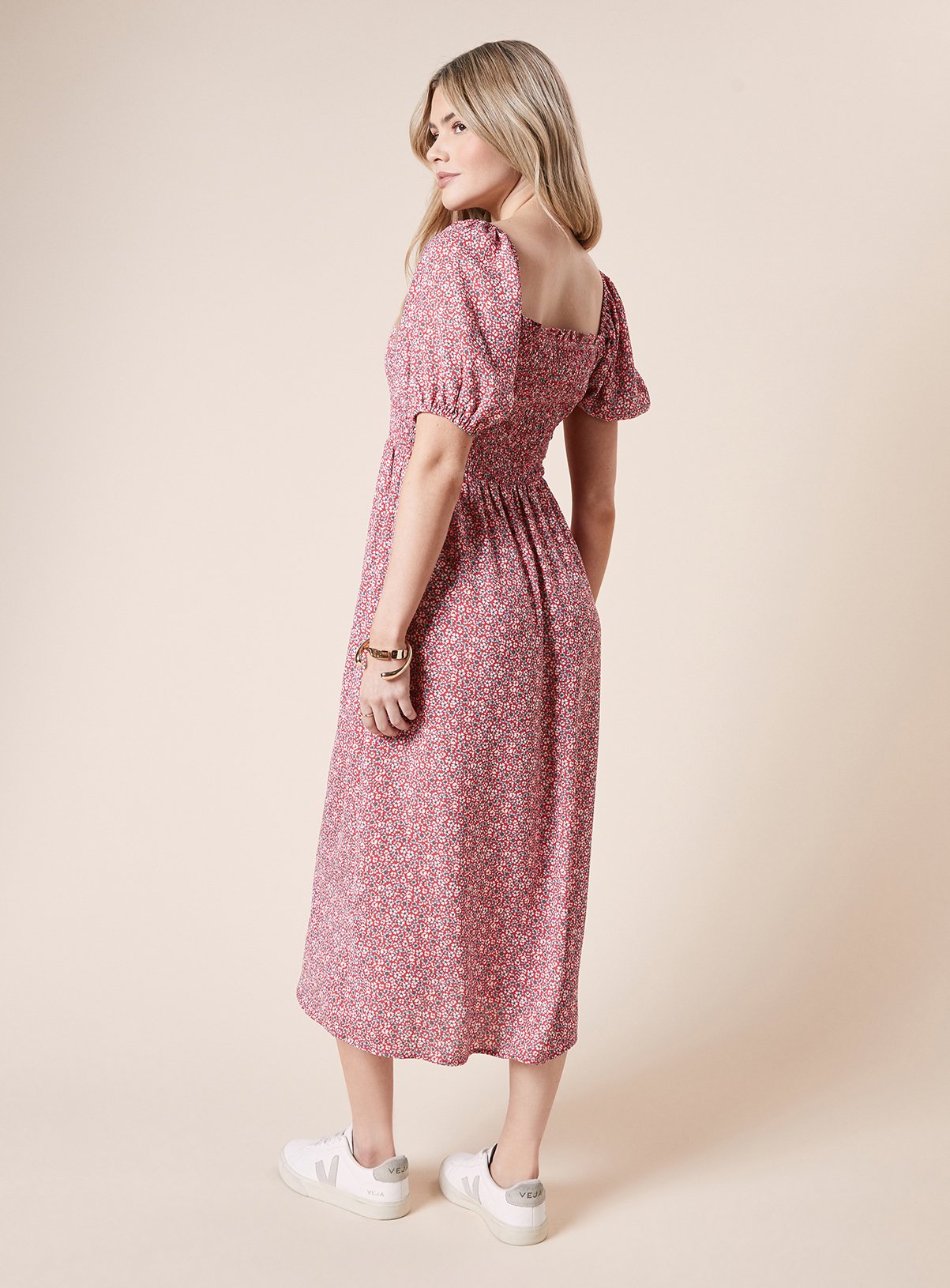 DOROTHY PERKINS Ditsy Shirred Bodice Midaxi Dress 14 - Image 3 thumbnail