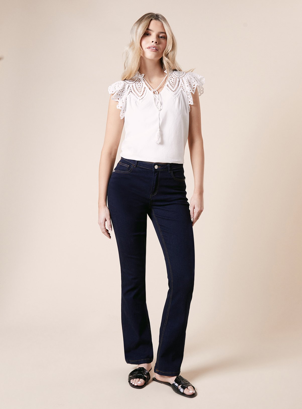 DOROTHY PERKINS Comfort Stretch Bootcut Jeans Indigo 10 - Image 1 thumbnail