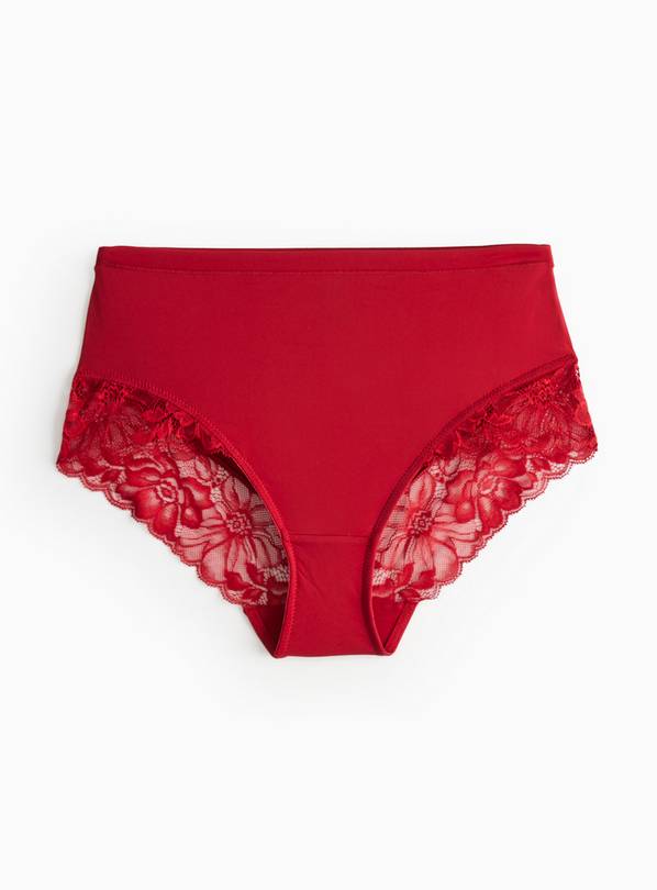 Red Lace Trim Full Brief Knickers 24