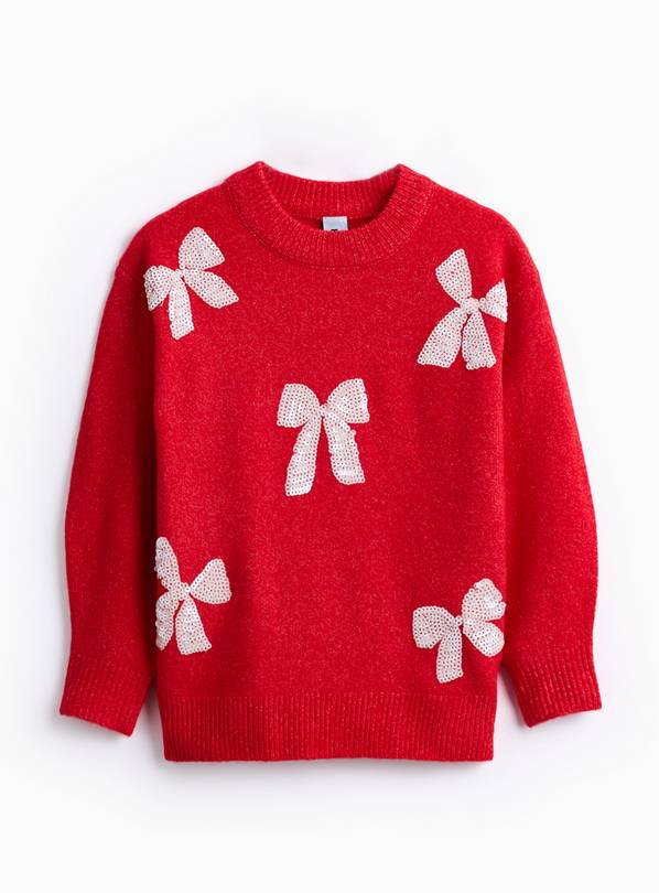 Red Sequin Bow Jumper  6 years