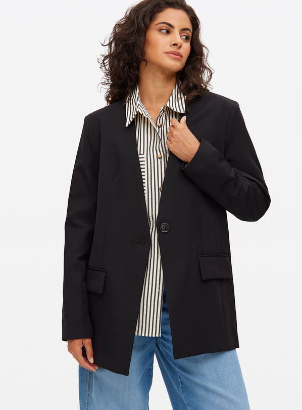 Black Relaxed Collarless Co-ord Blazer 10