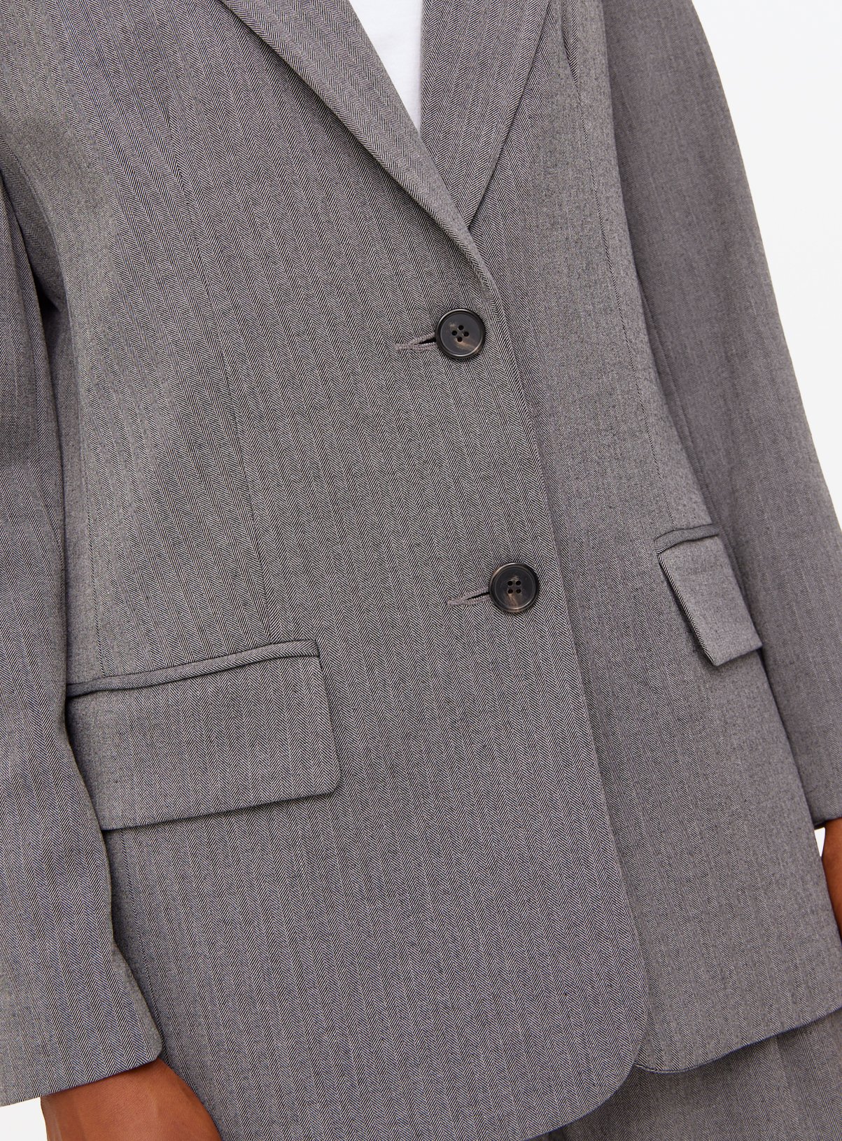 Grey Herringbone Single Breasted Blazer 16 - Image 3 thumbnail