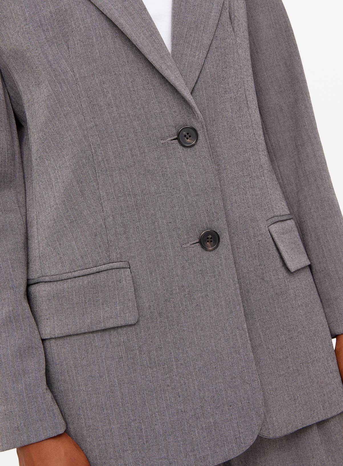 Grey Herringbone Single Breasted Blazer 16 - Image 3