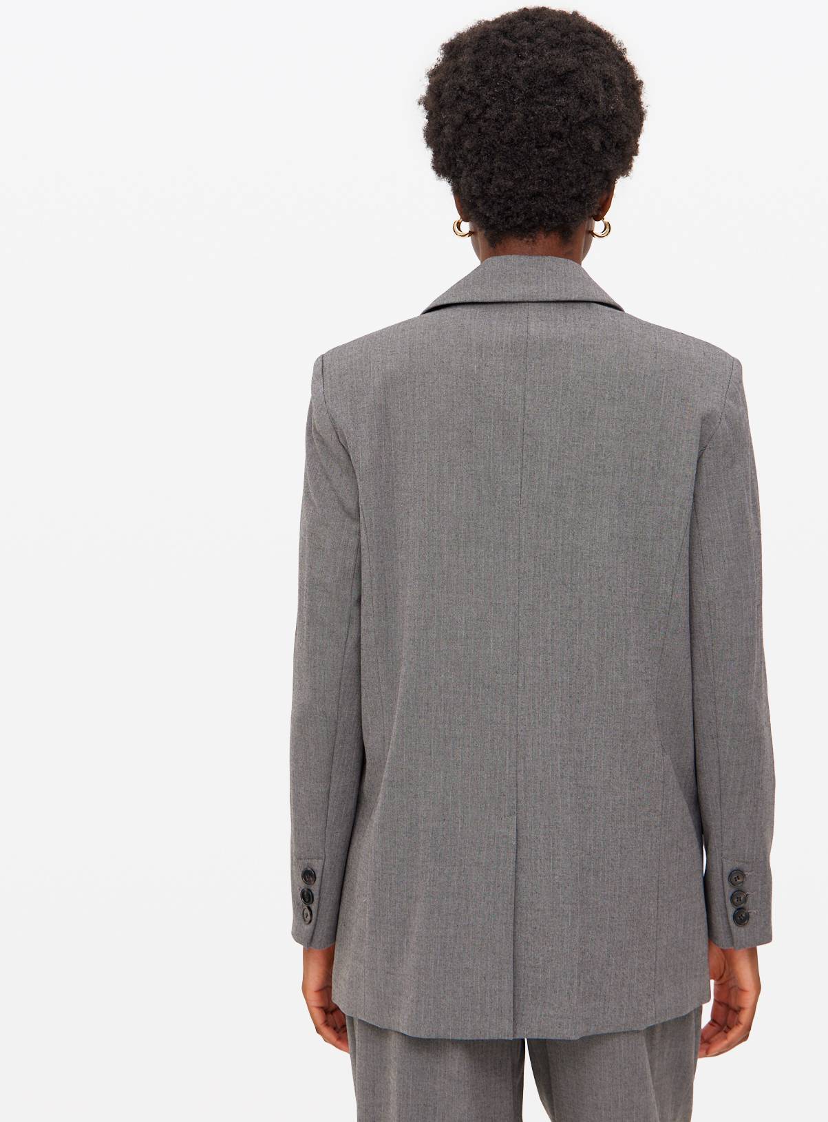 Grey Herringbone Single Breasted Blazer 16 - Image 4