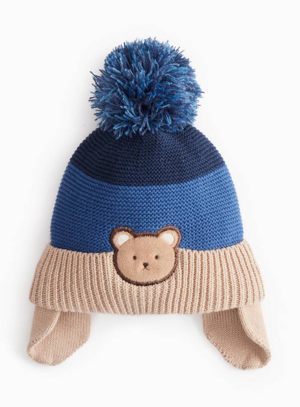 Blue Bear Pom Pom Hat Newborn
