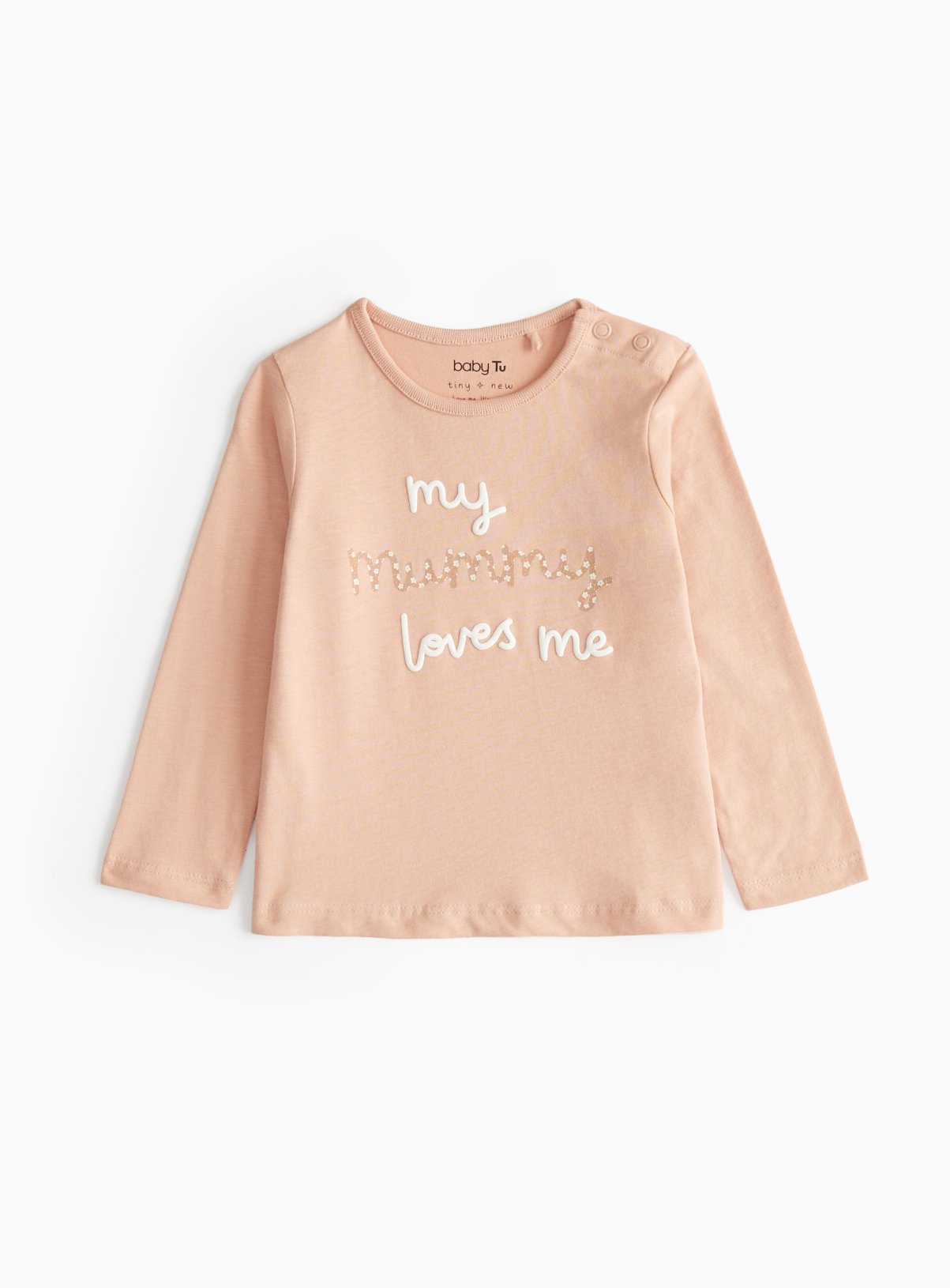 Pink Pink Apricot 'My Mamma Loves Me' Long Sleeve T-Shirt (12-18 Months) - Tu by Sainsbury's