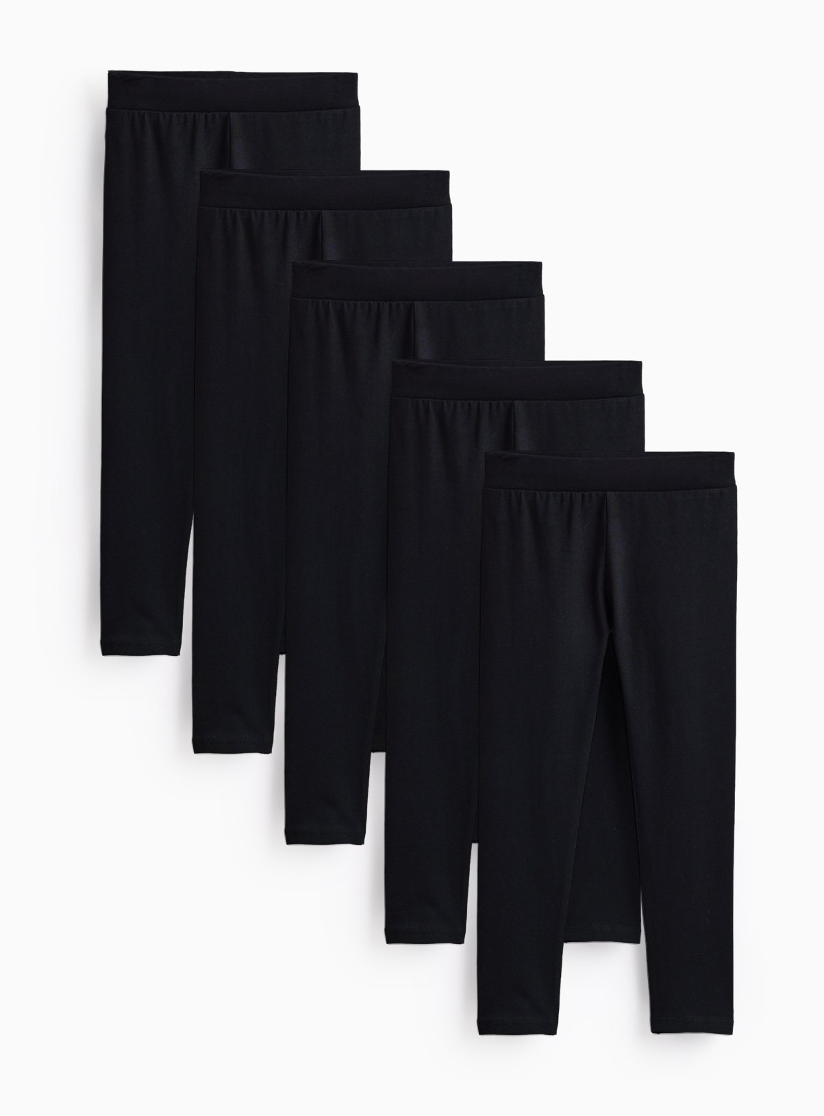 Black Cotton Rich Single Jersey Leggings 5 Pack 4 years - Image 1 thumbnail