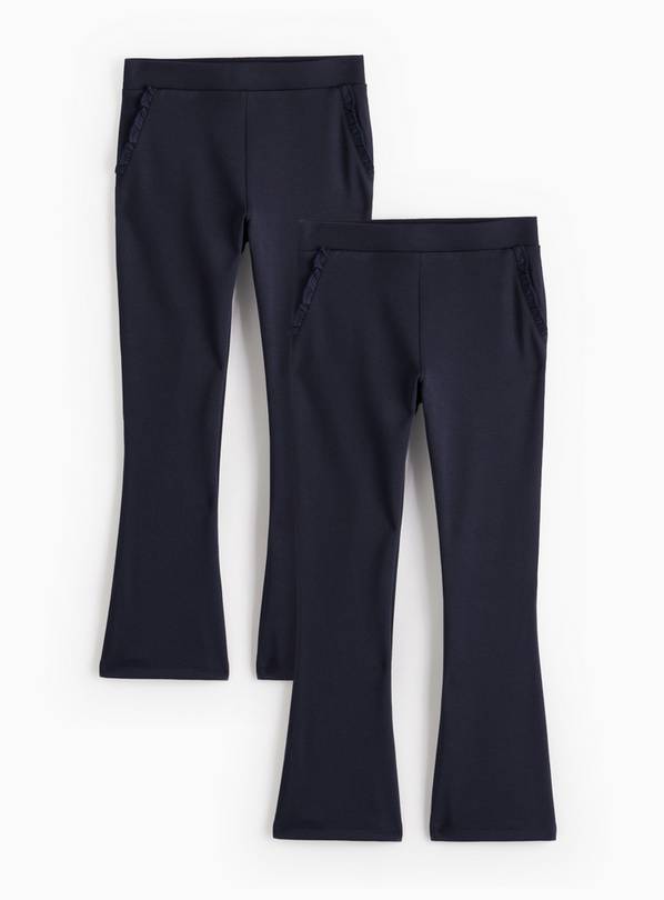 2 Pack Navy Ponte Flare Trousers 14 years