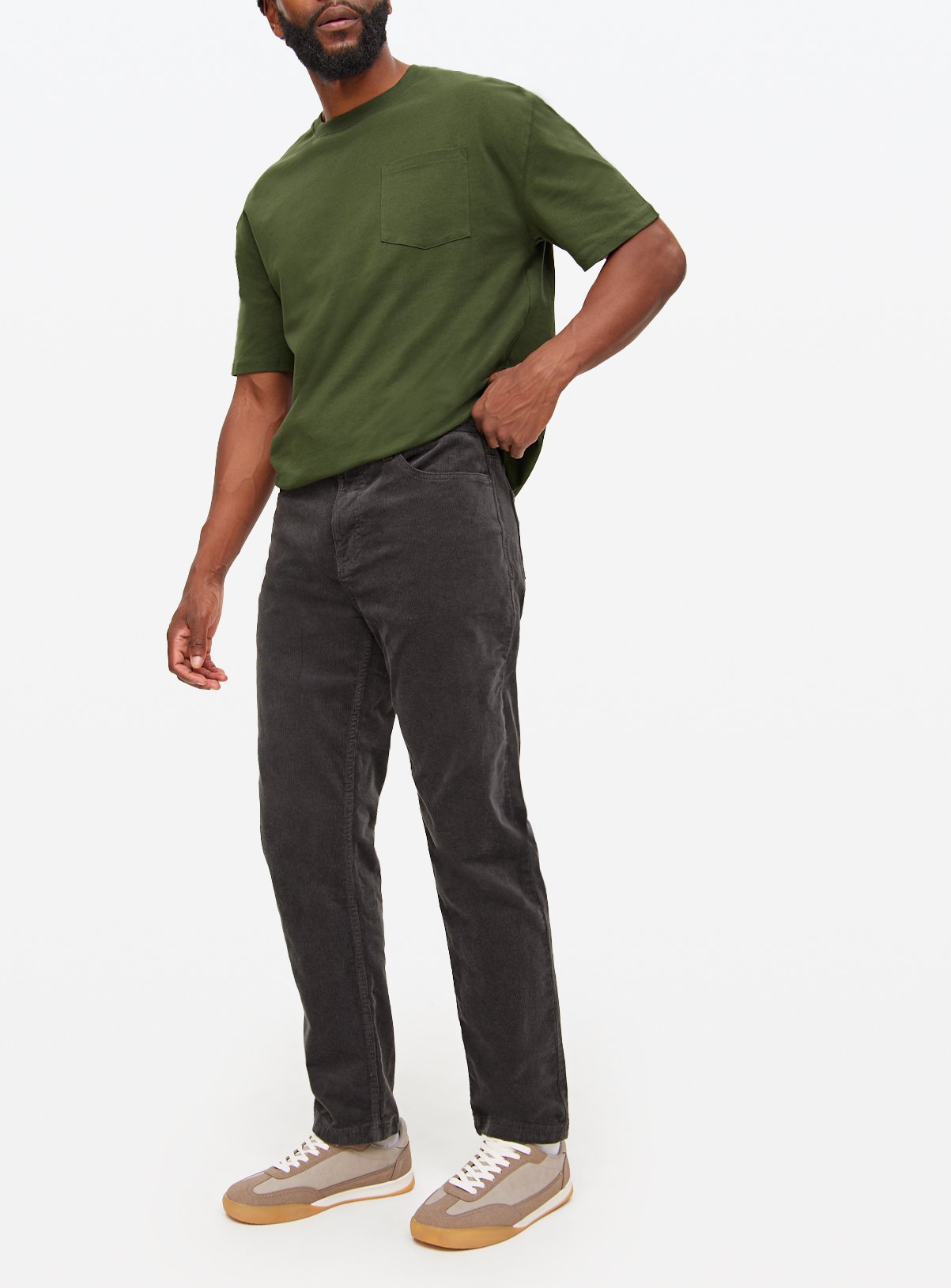 Charcoal Straight Leg Corduroy Trousers 36L - Image 2 thumbnail