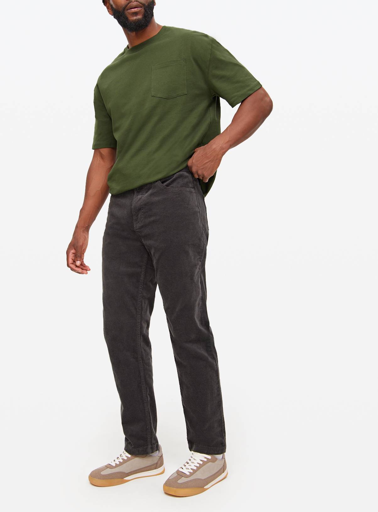 Charcoal Straight Leg Corduroy Trousers 36L - Image 2