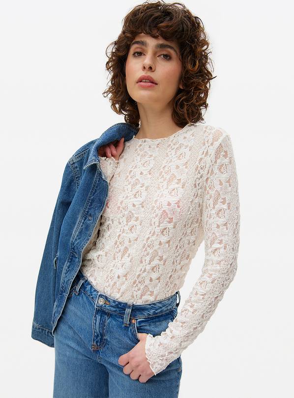 Cream Lace Detail Long Sleeve Top 10