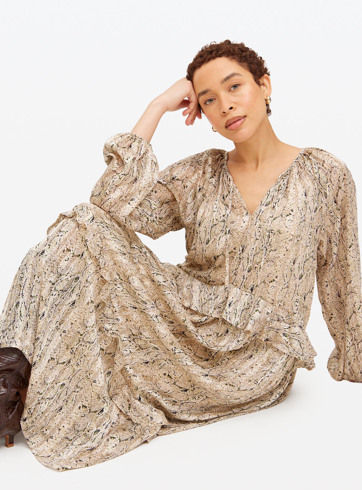 Buy Snake Printed Boho Midaxi Dress 10 | Midaxi | Tu