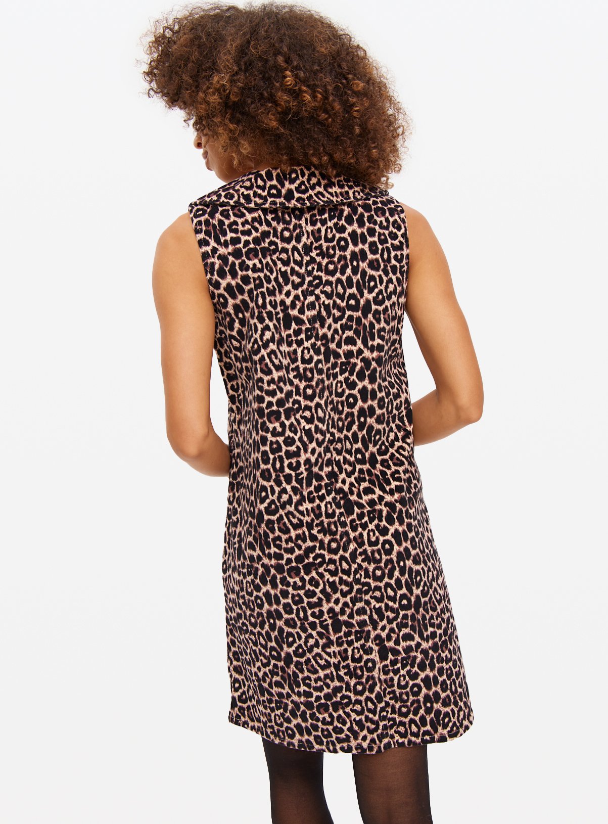 Brown Leopard Print Sleeveless Corduroy Pinafore Dress 22 - Image 4 thumbnail
