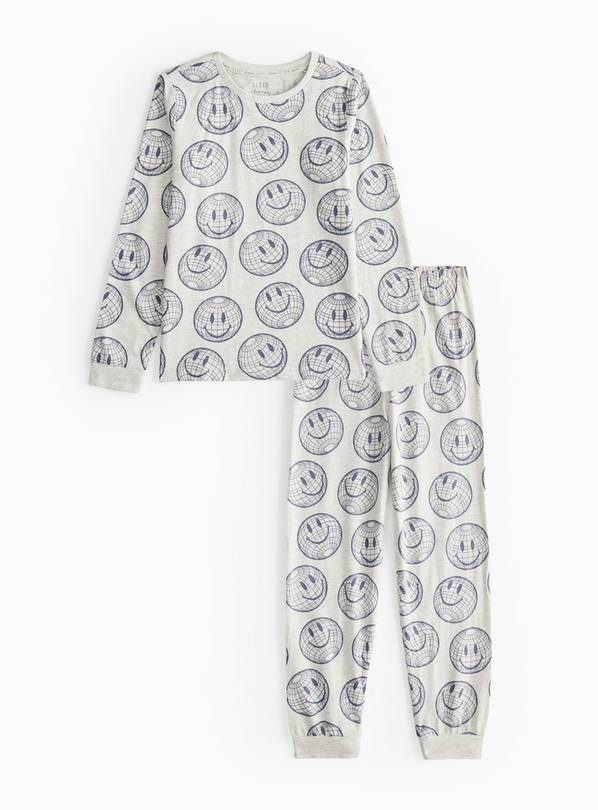 Grey Smiley Printed Pyjamas 10-11 years