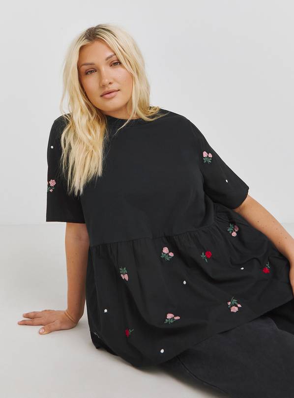 SIMPLY BE Embroidered Poplin Mix Blouse 22