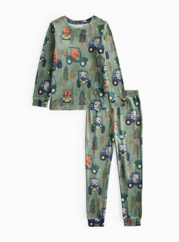 Green Woodland Print Slinky Pyjamas 5-6 years