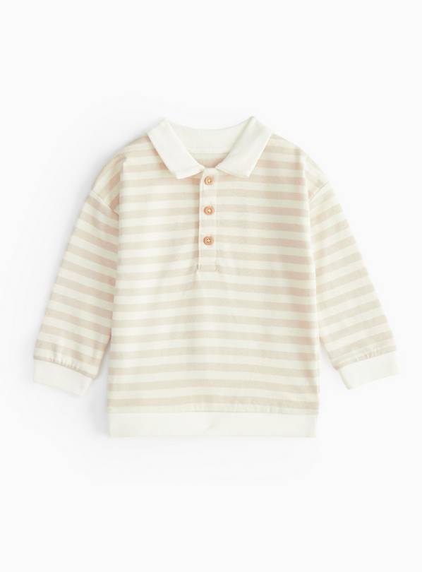 Cream Striped Rugby Polo Top 12-18 months