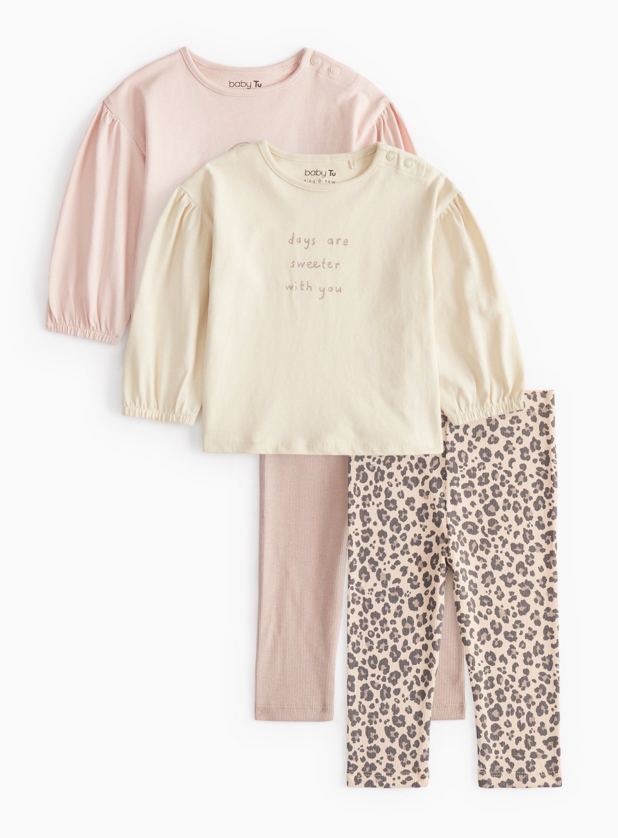 Pink & Leopard Print Top & Leggings Set 2 Pack (9-12 Months) - Tu by Sainsbury's