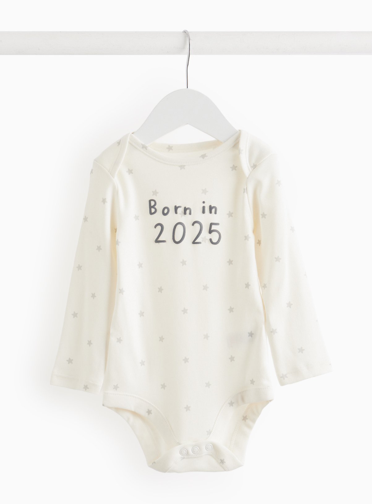 White White Born In 2025 Slogan Bodysuit (9-12 Months) - Tu by Sainsbury's