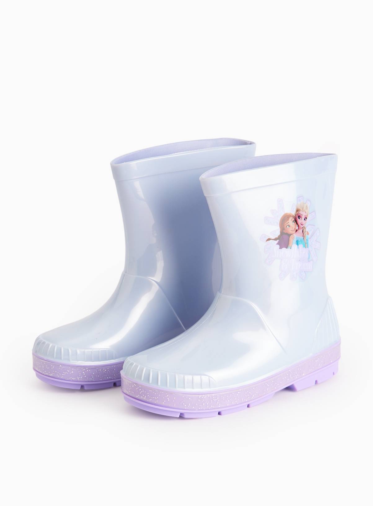 Disney Frozen Lilac Iridescent Rubber Wellies 10 Infant - Image 1