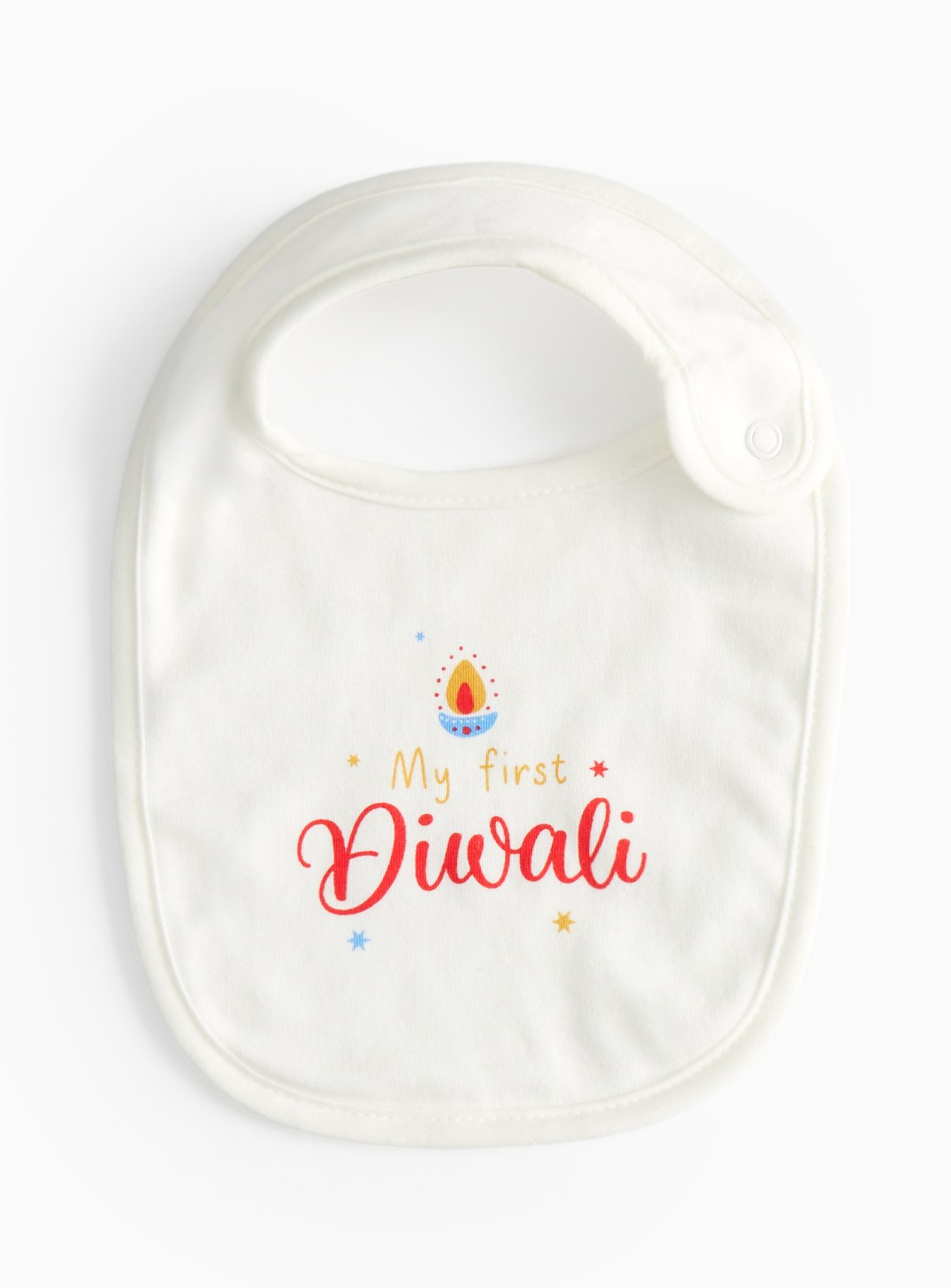 White White My First Diwali Slogan Bib One Size - Tu by Sainsbury's