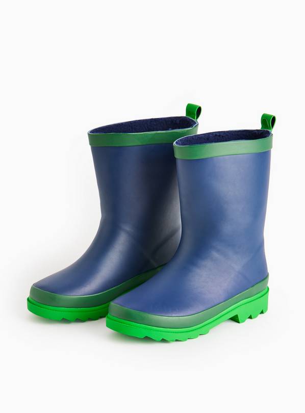 Navy Colour Block Rubber Wellies 12 Infant