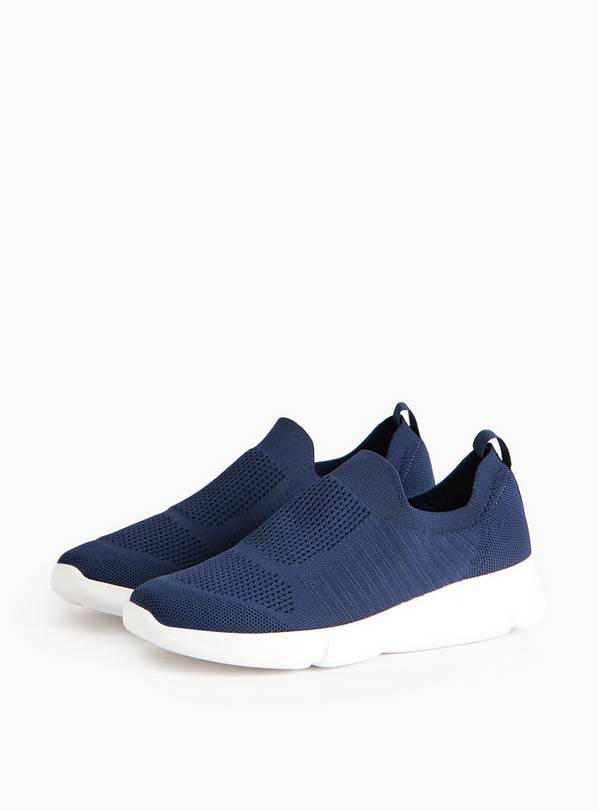 Navy Knitted Slip-On Trainers 7