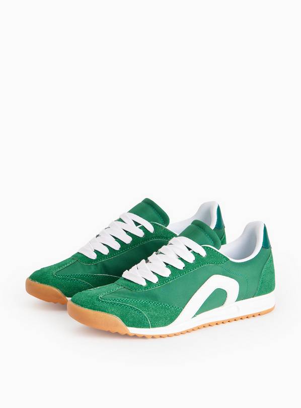 Green Contrast Accent Retro Trainers 3