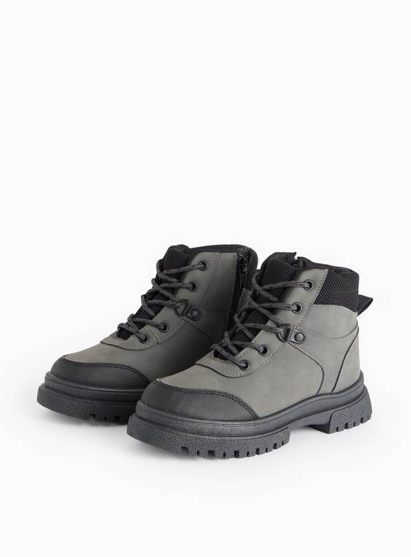 Grey Faux Suede Chunky Sole Hiker Boots 8 Infant