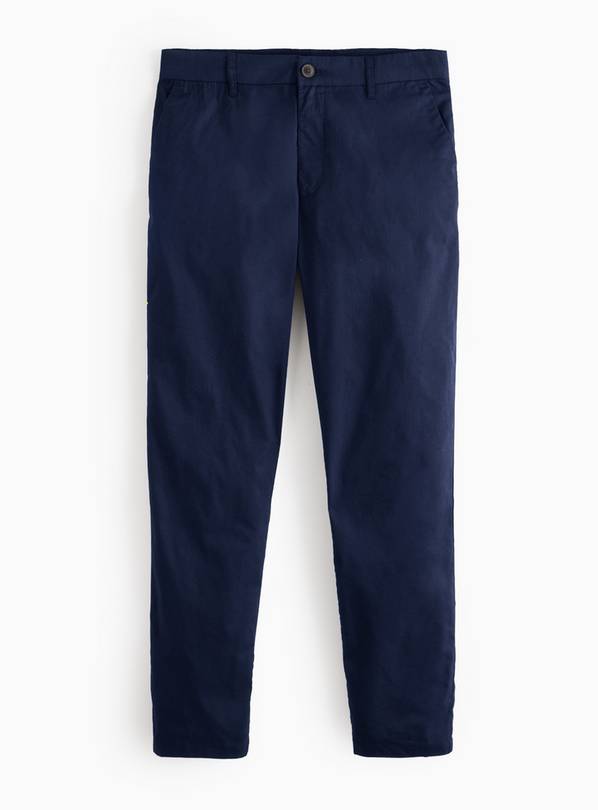 Navy Straight Leg Chino Trousers  40R