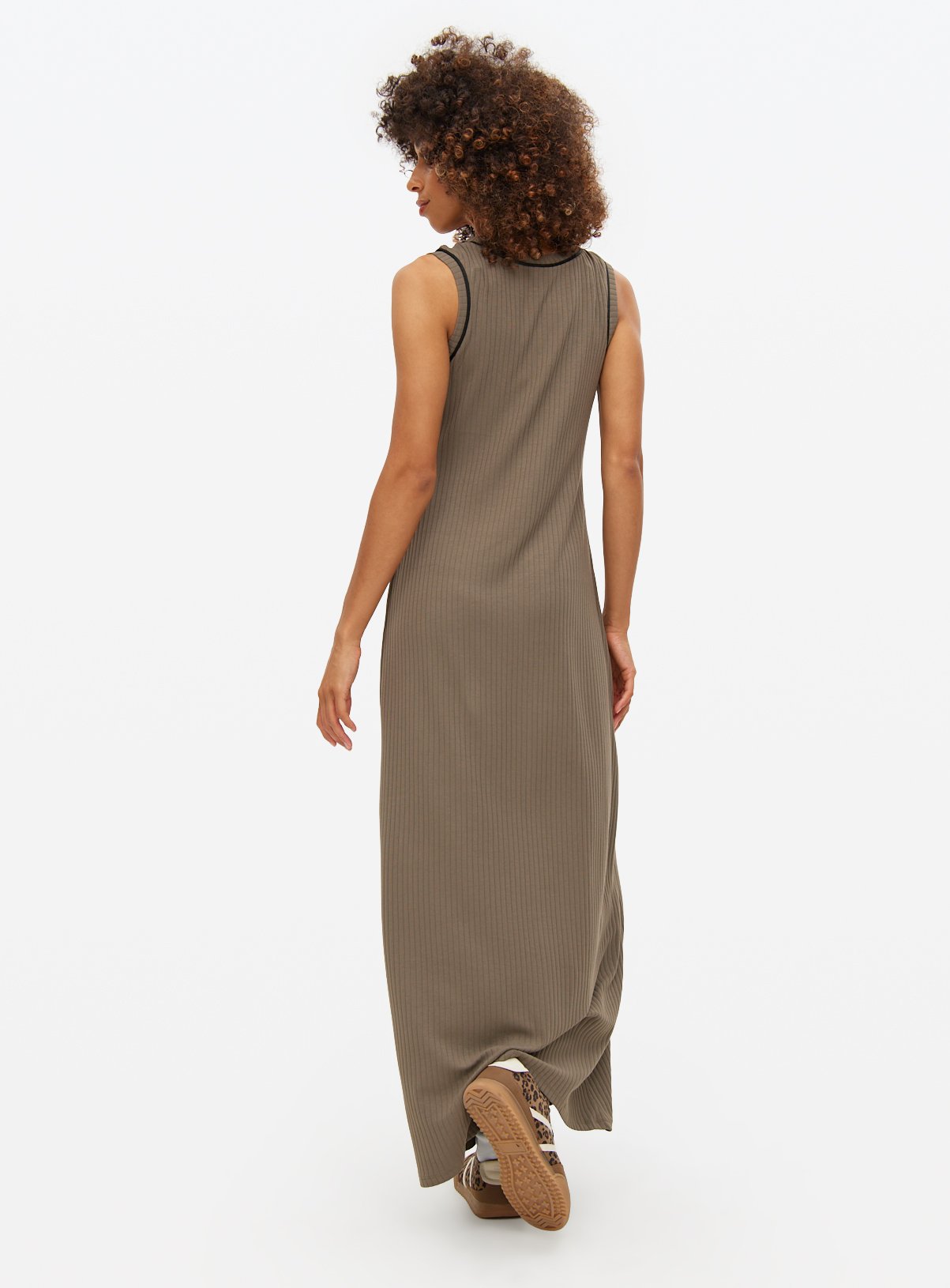 Brown Contrast Sleeveless Midaxi Jersey Dress 24 - Image 4 thumbnail