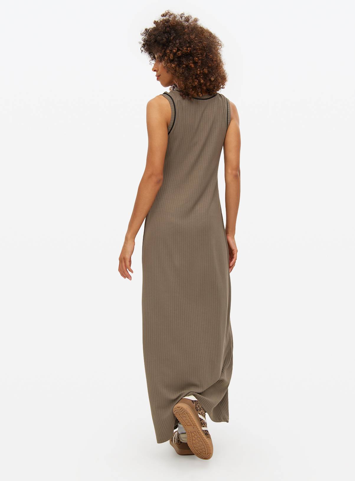 Brown Contrast Sleeveless Midaxi Jersey Dress 24 - Image 4