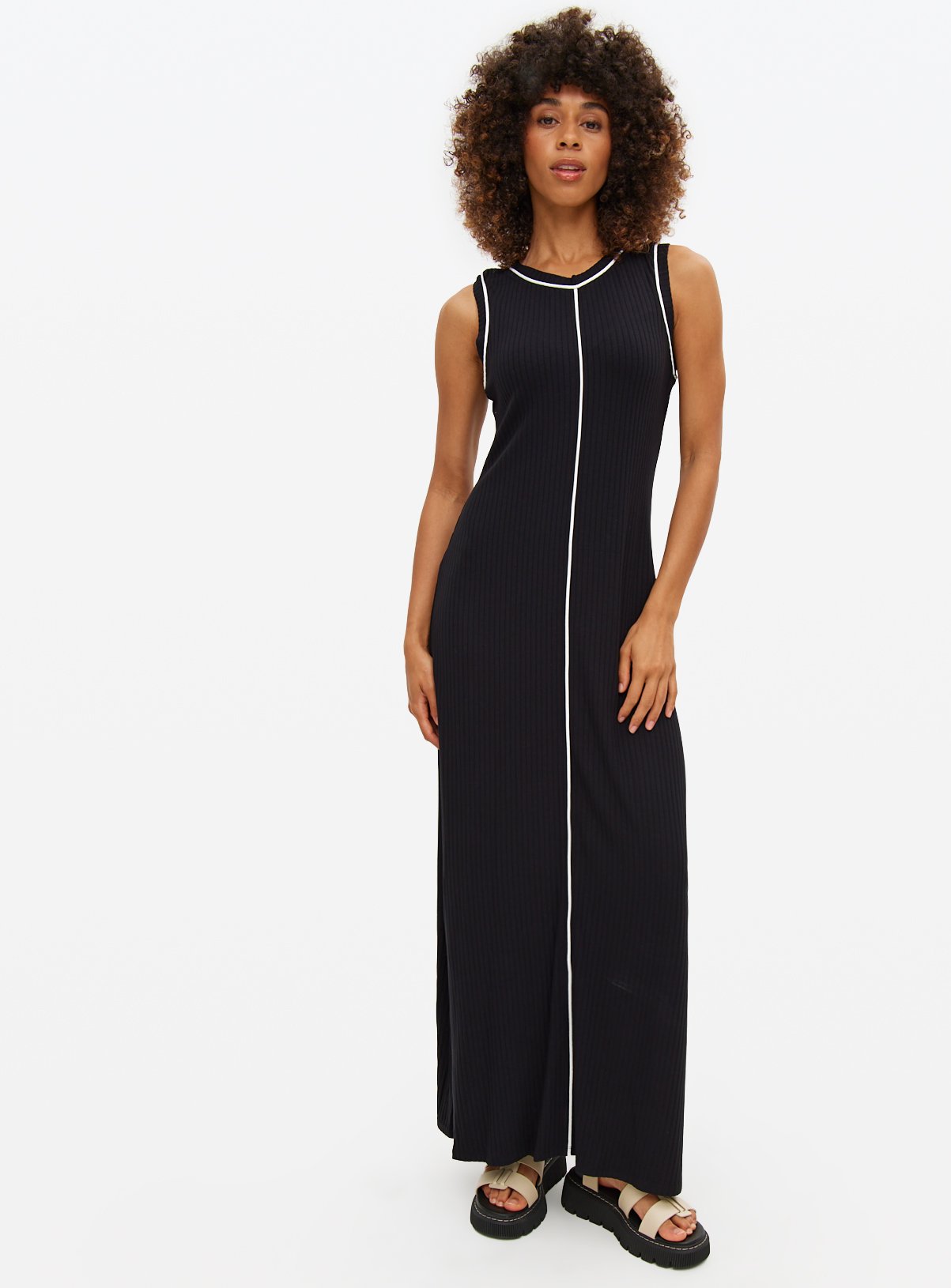 Contrast Sleeveless Midaxi Jersey Dress
