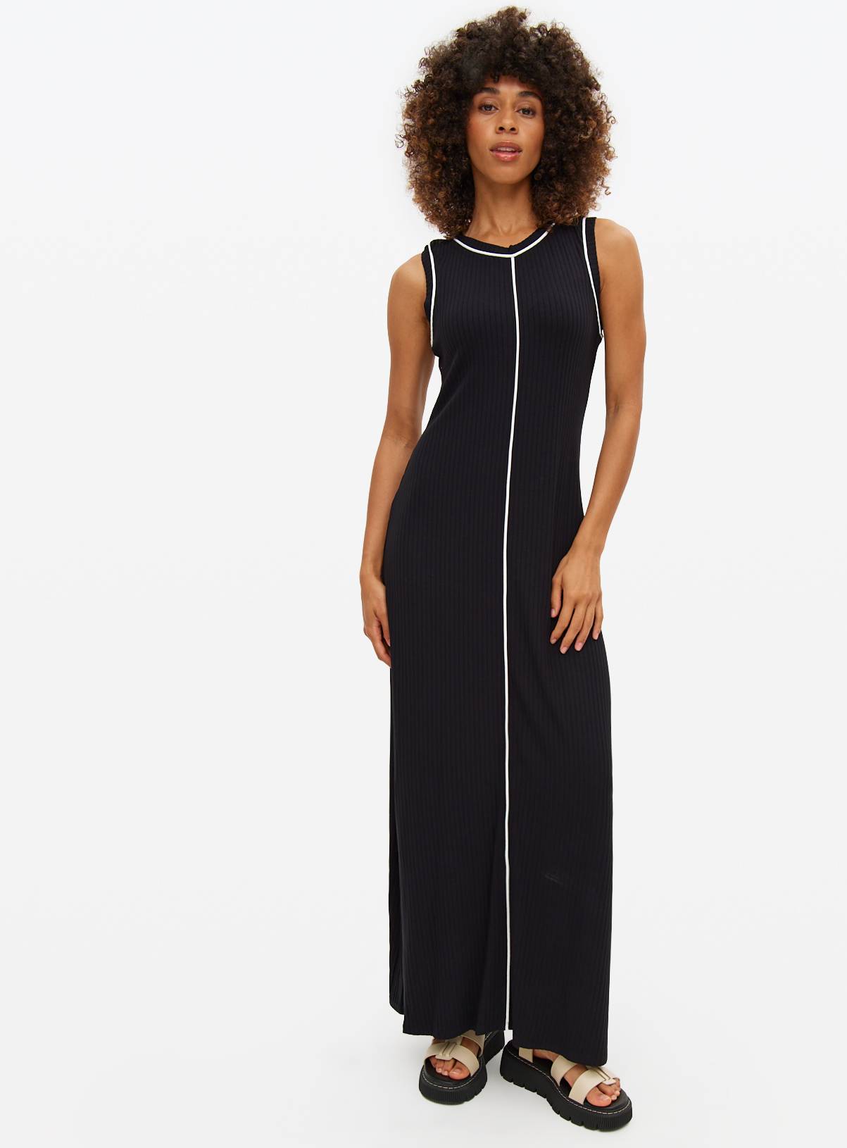 Mono Contrast Sleeveless Midaxi Jersey Dress 10 - Image 1
