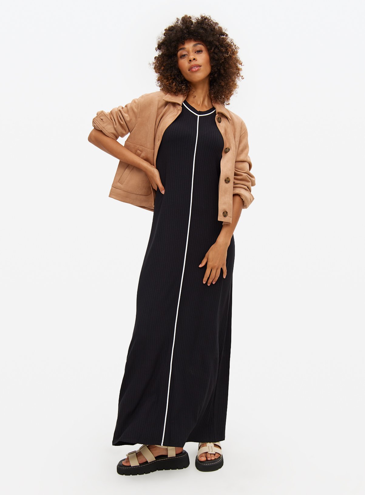 Mono Contrast Sleeveless Midaxi Jersey Dress 10 - Image 3 thumbnail