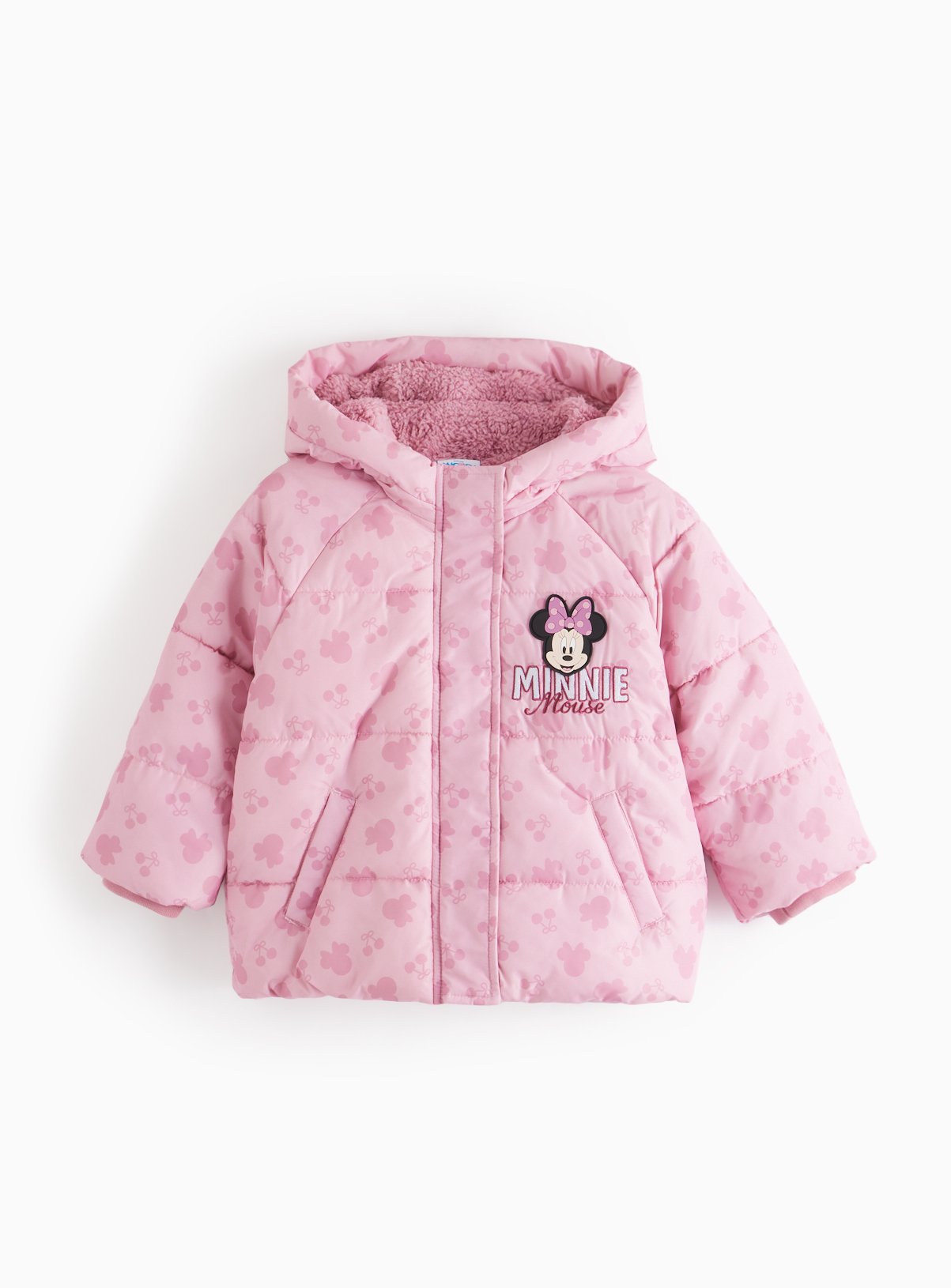 Pink Disney Minnie Mouse Character Pink Puffer Jacket (1-2 Years) - Disney by Sainsbury's