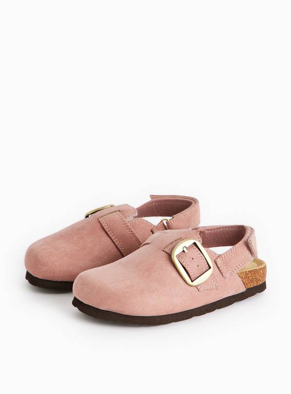Pink Buckle Borg Lined Ankle Strap Clogs  8 Infant