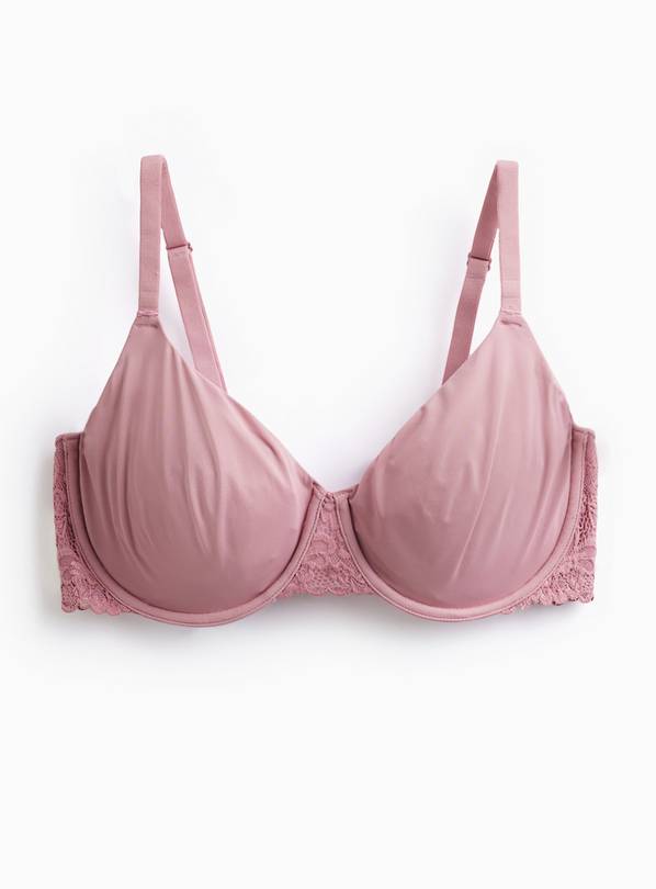DD+ Pink Underwired Lace Detail Full Cup Bra 38GG