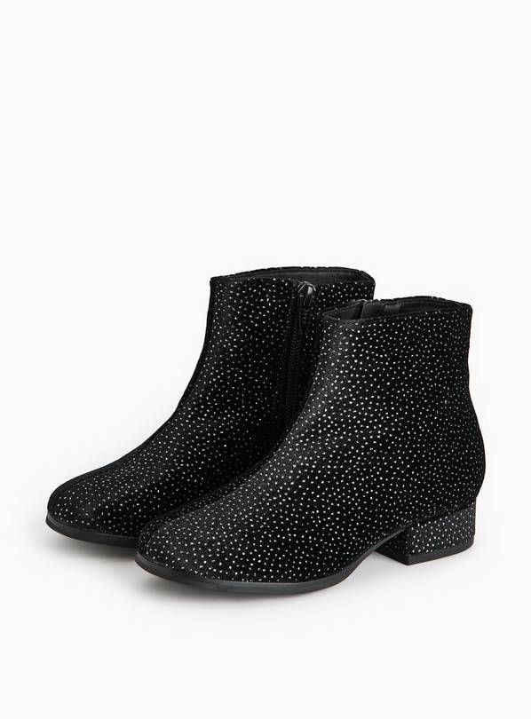 Black Embellished Faux Suede Heeled Boots 11 Infant