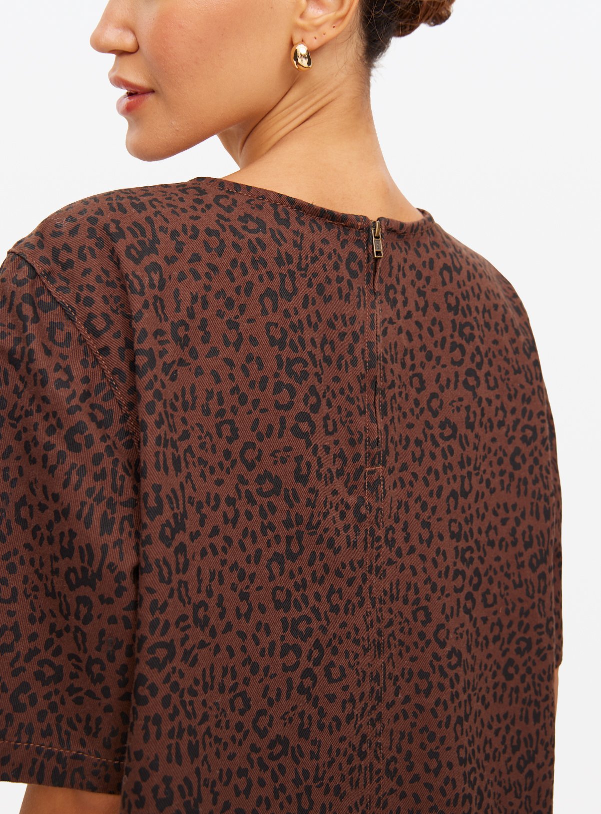 Brown Animal Printed Mini Denim Dress 22 - Image 2 thumbnail