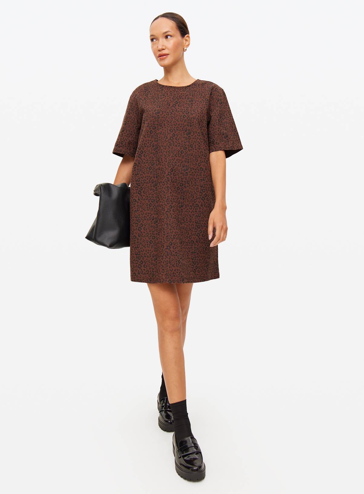 Brown Animal Printed Mini Denim Dress 22 - Image 3