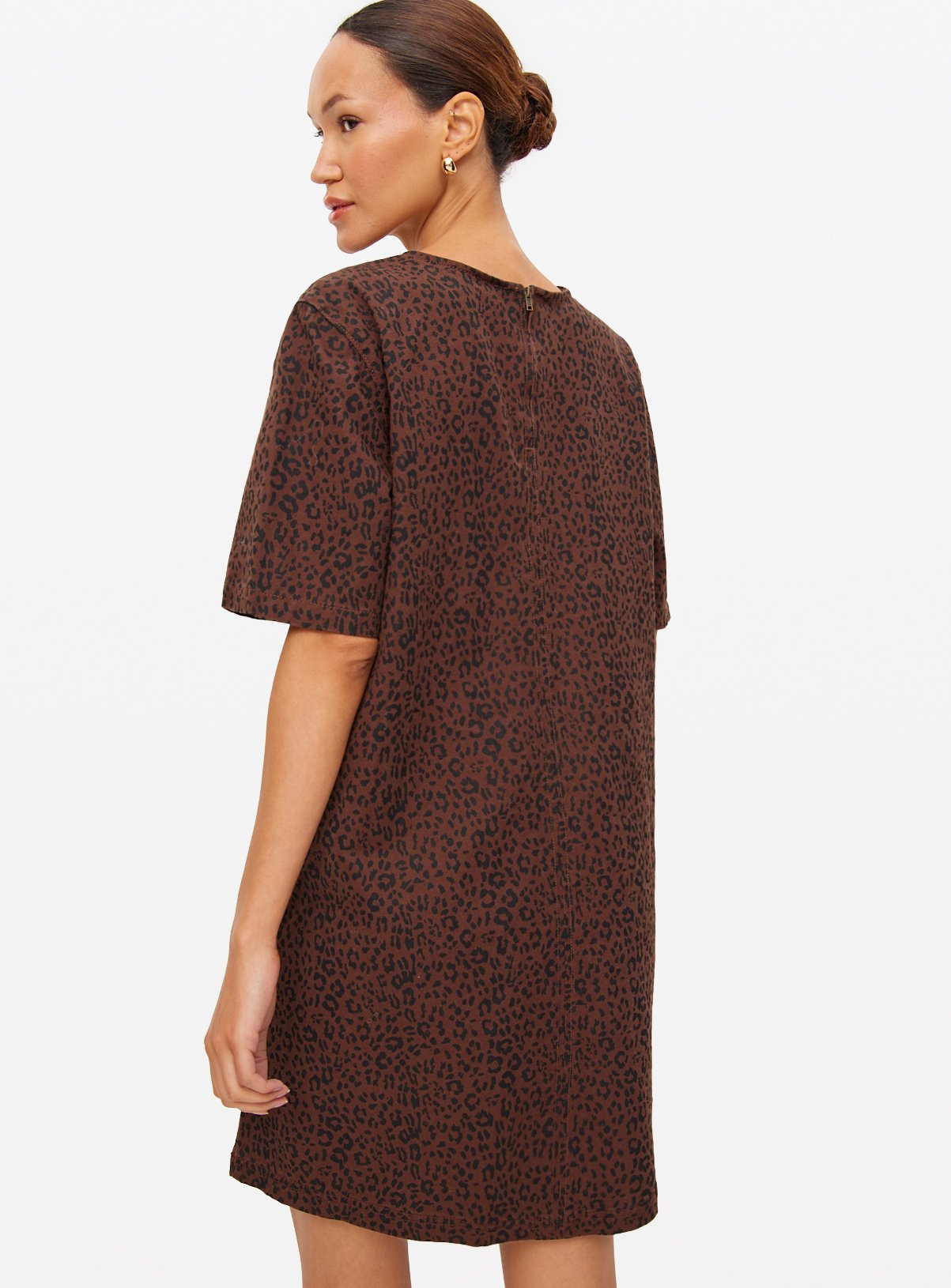 Brown Animal Printed Mini Denim Dress 22 - Image 4 thumbnail