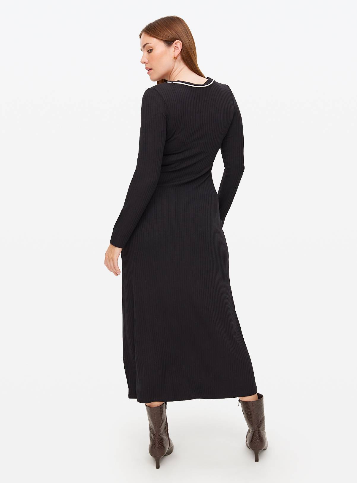 Black Contrast Stitch Column Midaxi Dress 12 - Image 4